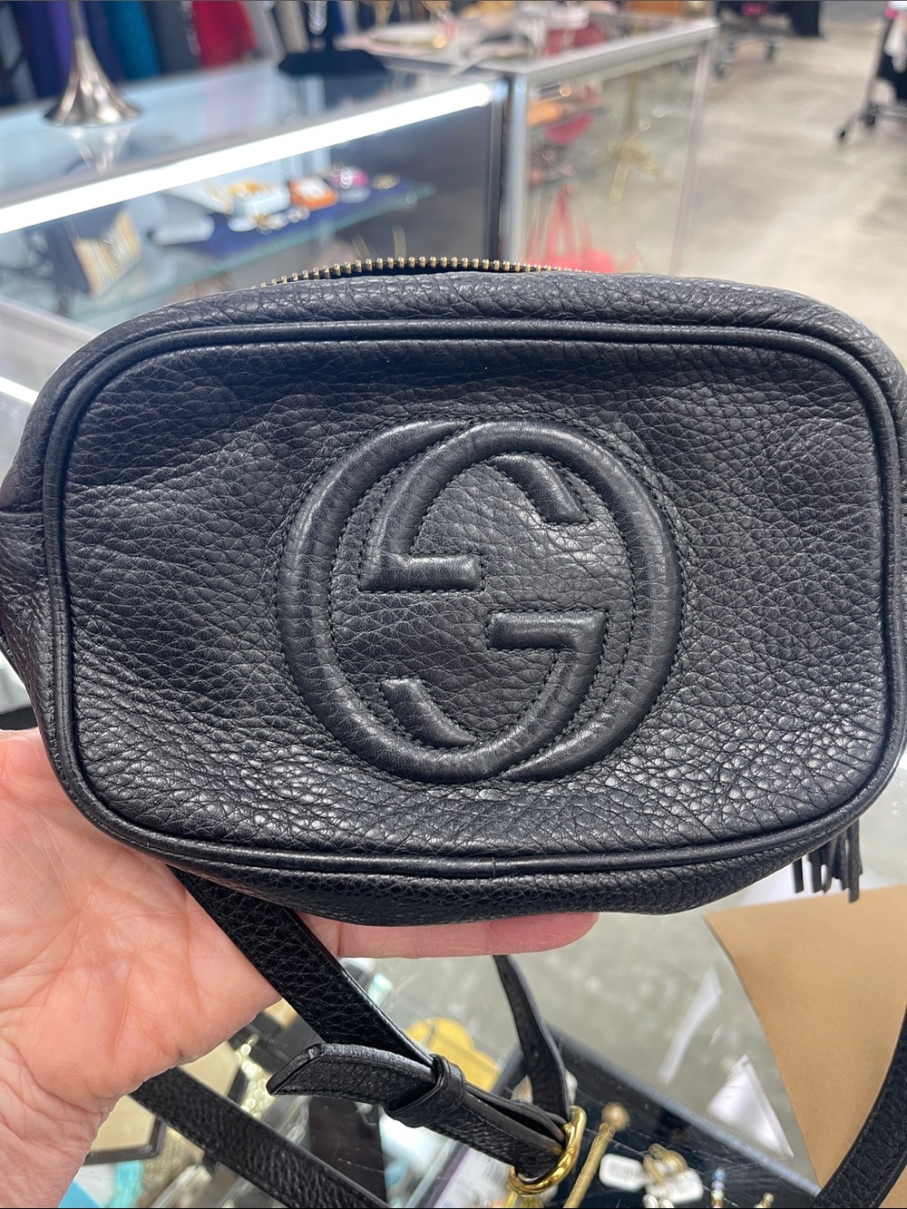 Gucci Black Pebbled Leather Soho Disco Crossbody Bag with Tassel #347994 527066 - Picture 11 of 11